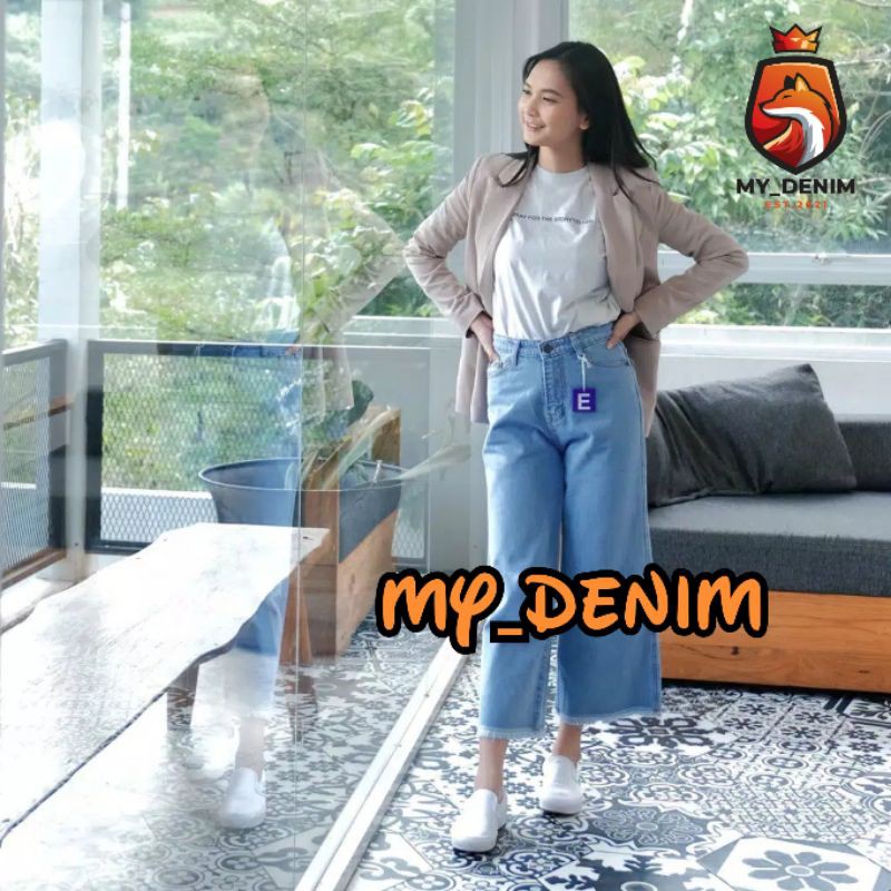 CELANA HIGHWAIST JEANS KULOT RAWIS WANITA