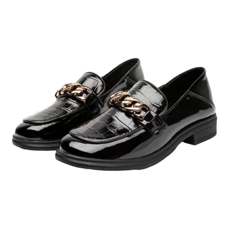 Sepatu Docmart Wanita Premium Keisya Terbaru / Sepatu Loafers Wanita Hitam Kasual Kekinian 530 / Sepatu Rantai Gold JESSY 09 / Bisa Cod