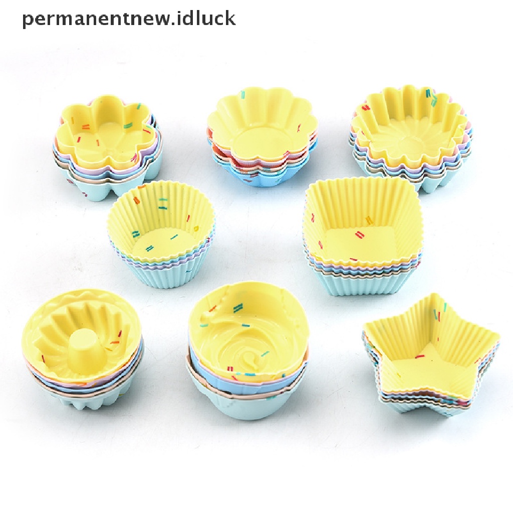 5 Pcs / Set Cetakan Kue Muffin Cupcake Bahan Silikon Untuk Dekorasi