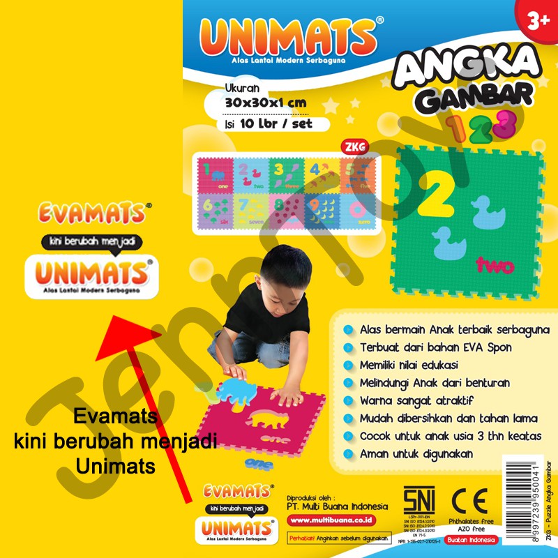 JennToys - Evamat Matras Alas Lantai angka gambar - EVAMATS UNIMATS 123 GAMBAR