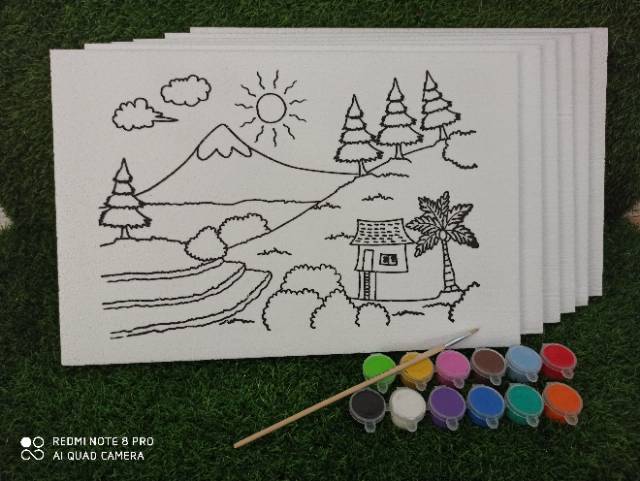

(COD/BAYAR DI TEMPAT) Paket mewarnai 6 gambar cat 12 warna MURAH!!! RB9