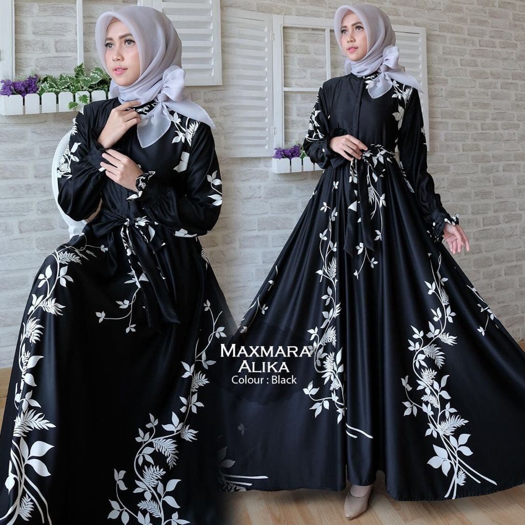 Baju dress Maxi Maxmara Alika Black TL maxi wanita maxmara hitam murah