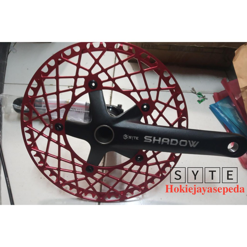 SYTE SHADOW CRANKSET / GEAR HOLLOWTECH II Sepeda lipat/folding 56T