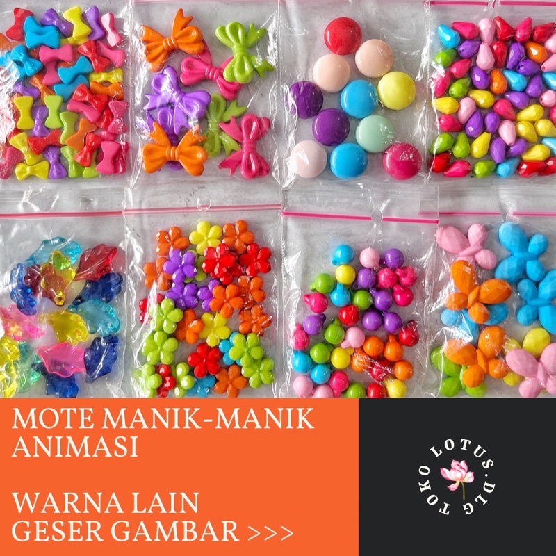 Mote animasi 6 motif warna pastel (15gr)