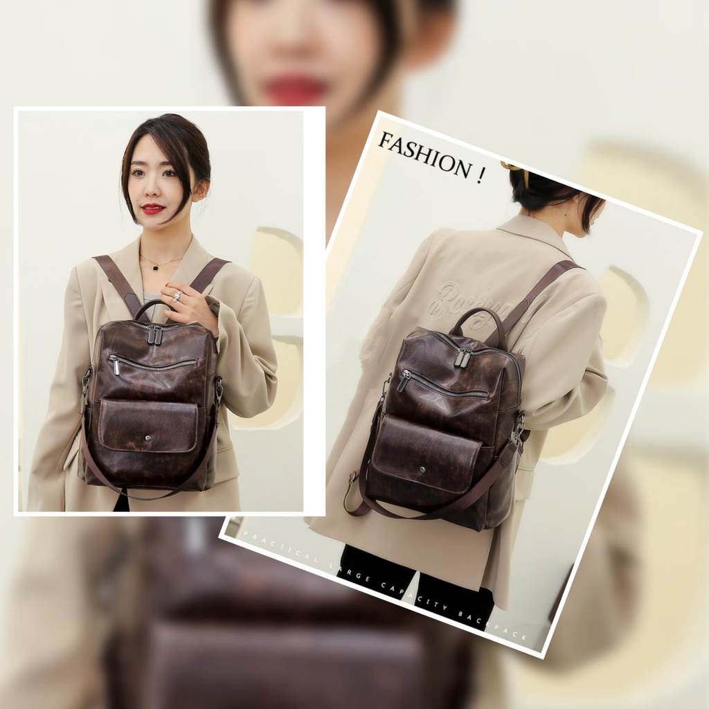 TAS RANSEL WANITA KULIT COKLAT ANDREA TA489B7 IMPORT BACKPACK CEWEK BESAR PREMIUM KOREA GENDONG PUNGGUNG SEKOLAH KULIAH KERJA BATAM BRANDED REMAJA MURAH