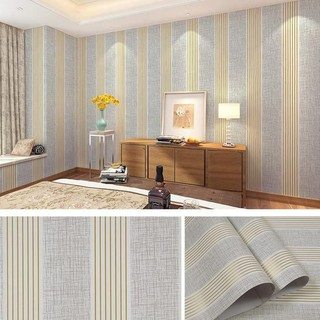  Wallpaper  Sticker  GARIS BIRU  ABU GOLD Dekorasi Dinding 