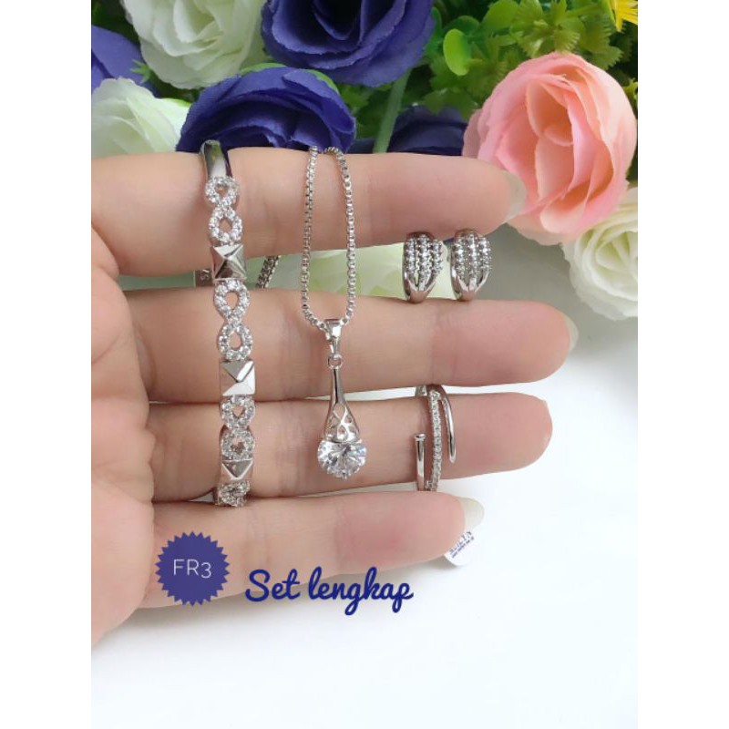 [xuping] set perhiasan xuping silver bangle berlian putih 270221