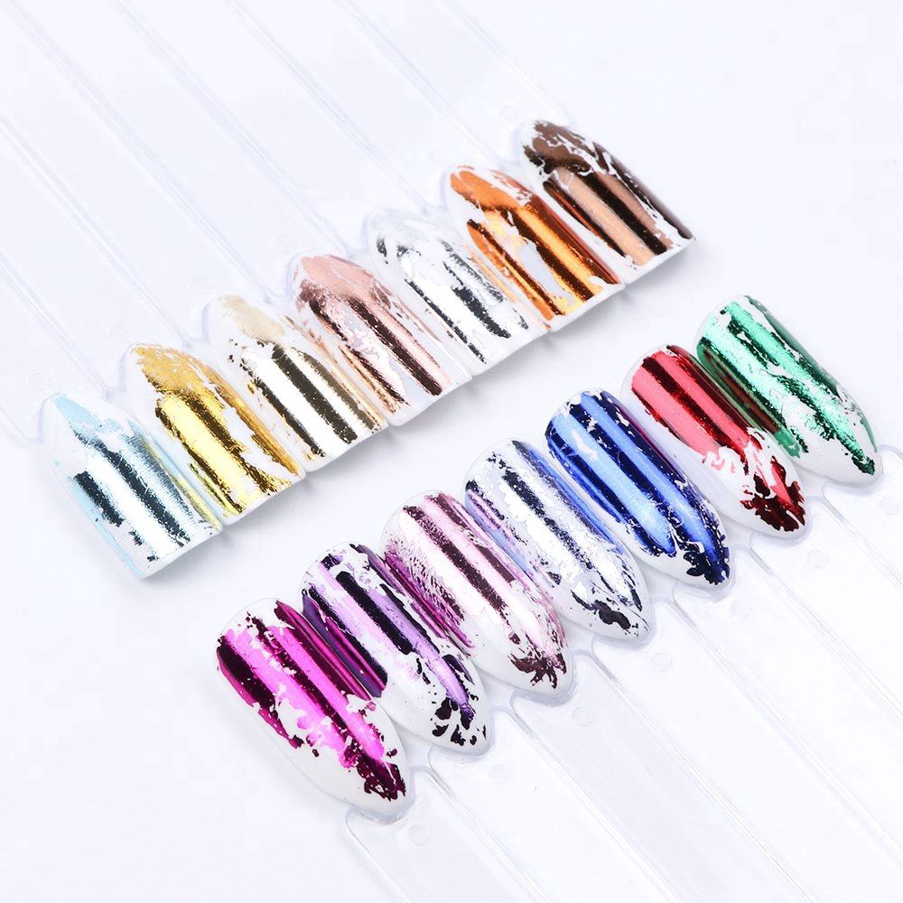 14Pcs Nail Foil Polish Stickers Metal Color Starry Transfer Adhesive Decoration