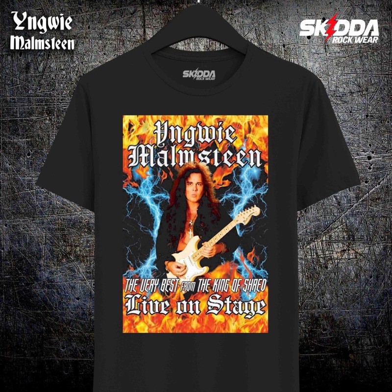 T Shirt Kaos Band Rock YNGWIE MALMSTEEN - Live on Stage - Premium Black NSA