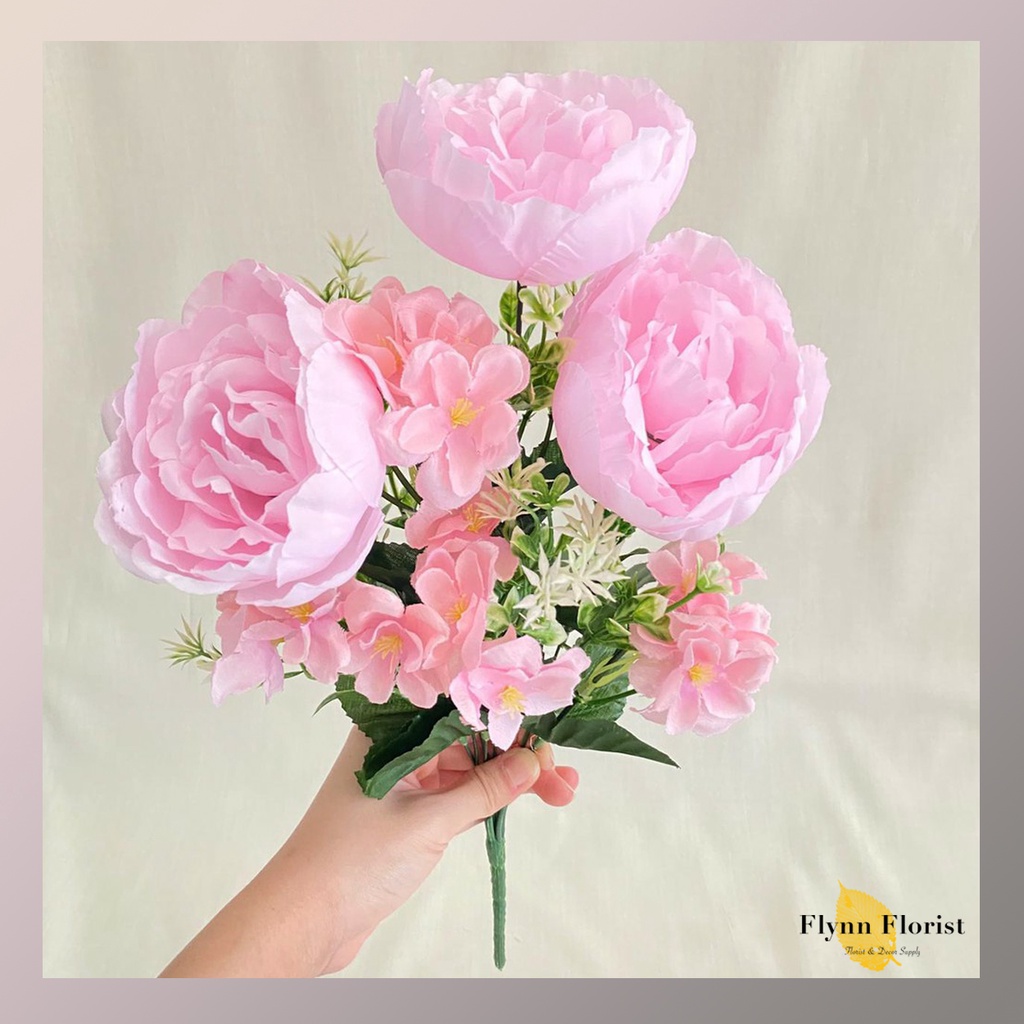Bunga Peony Ball mix Cherry Blossom X7 (satuan) Bunga Artificial / Bunga Plastik / Bunga Dekorasi-1