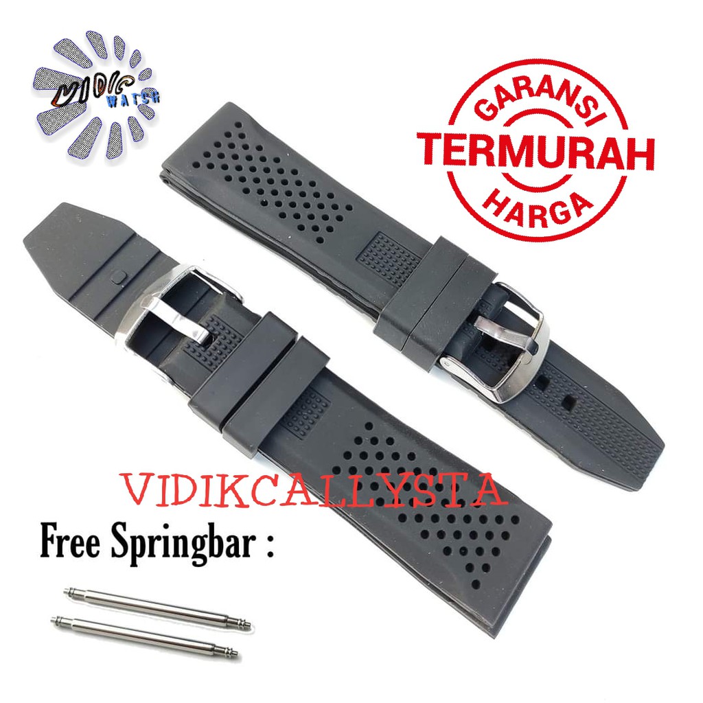 Tali Jam Tangan karet Rubber Embos 20mm 22mm 24mm Kualitas bagus 20 22 24 MM