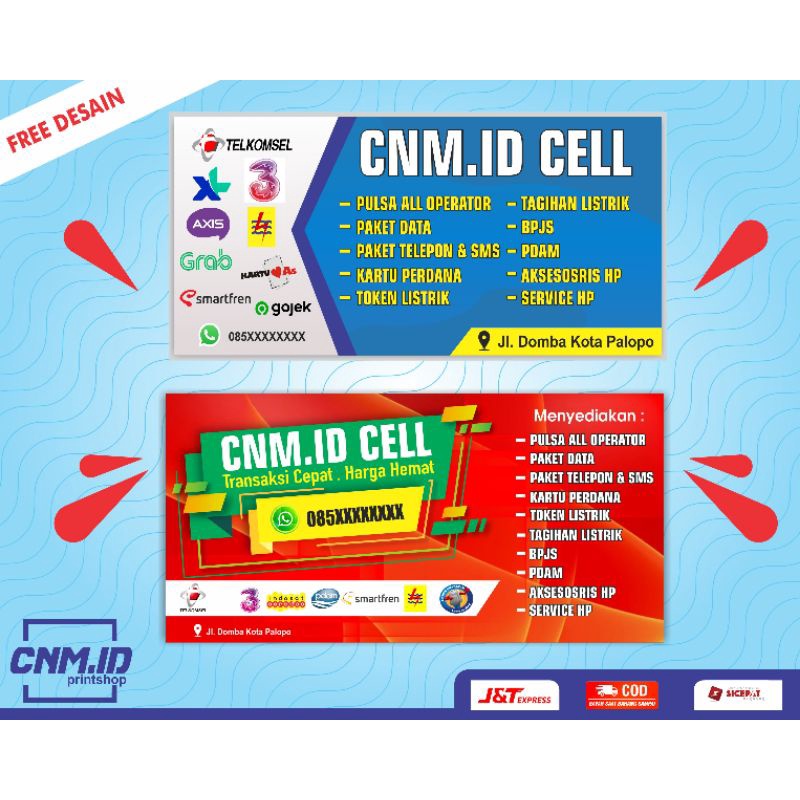 COD CETAK Spanduk / Banner / Backdrop Konter Pulsa Ukuran / Spanduk Pulsa Model Baru
