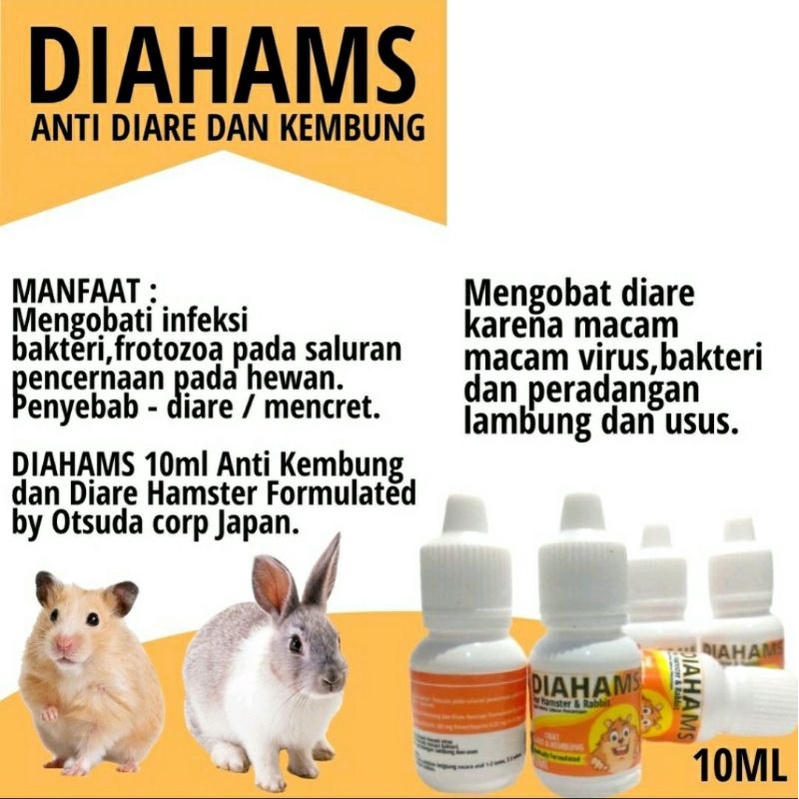 Obat Hamster Kelinci Anti Diare Kembung Mencret DIAHAMS 10ml