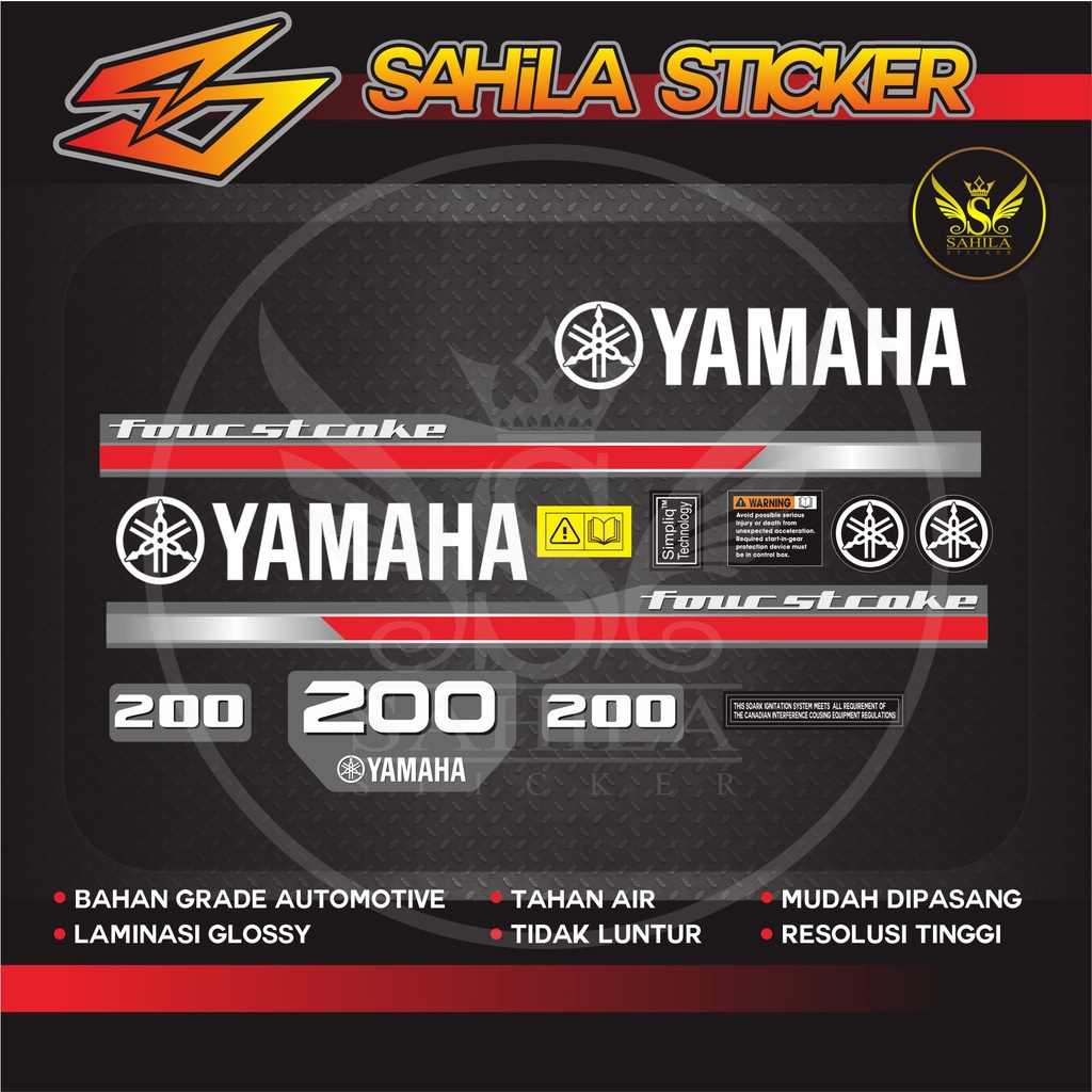 STICKER MESIN TEMPEL YAMAHA ENDURO 200HP 2013+ STIKER DECAL KIT YAMAHA 200 HP / 200HP