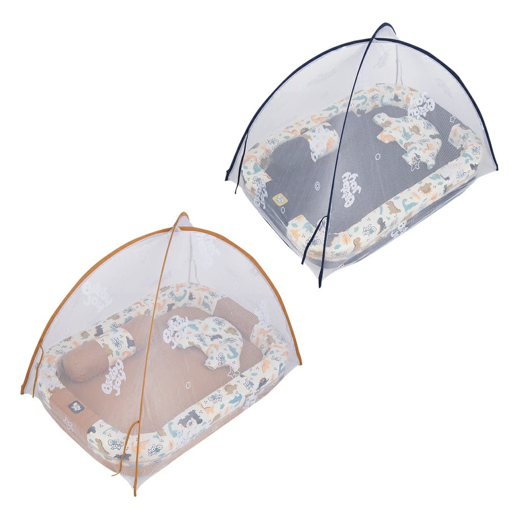 KASUR BABY JOY BAYI KOLAM + KELAMBU LITTLE DINO SERIES - BJK 4018 - WARNA COKLAT DAN NAVY-2