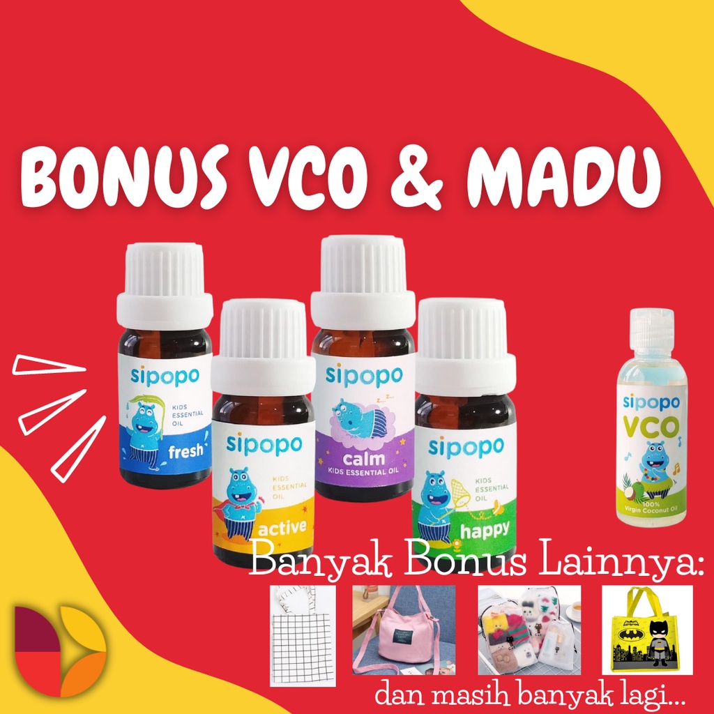 [GRATIS VCO] ORIGINAL SIPOPO Essential Oil Bayi &amp; Anak &amp; Dewasa Semua Varian Ukuran 10ml