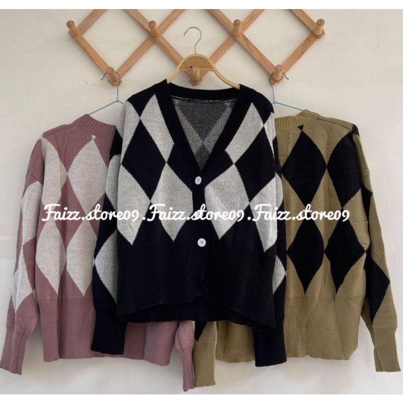 RINA CARDIGAN RAJUT MOTIF TEMPE PREMIUM/Cardigan Rajut Import Wanita STORE09 MURAH