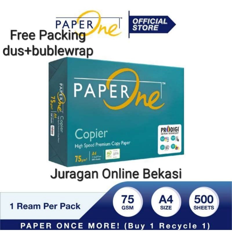 

PAPERONE KERTAS A4 75gr 1REAM (500 lembar) [KERTAS HVS KERTAS FOTOCOPY]