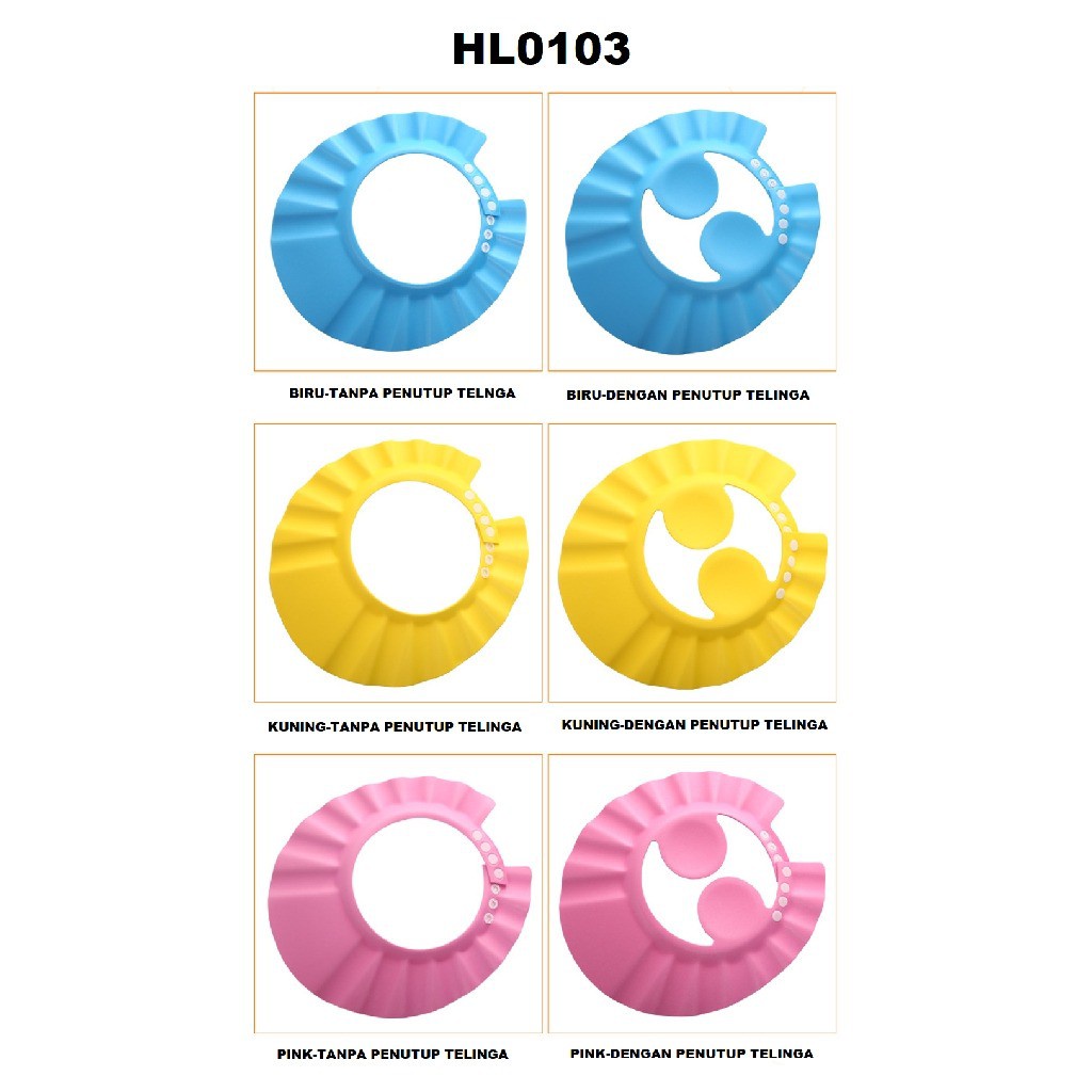 FYGALERYSURABAYA HL0103 Topi Keramas Anak Kancing Dengan Penutup Telinga Shower Cap Mandi Bayi