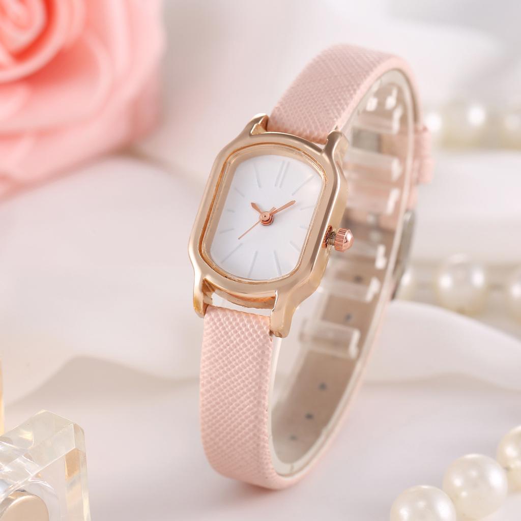 BAJ Jam Tangan Quartz Strap Rubber PU Analog Casual Gaya Retro Wanita Persegi Watch Korean Fashion Balok RM048