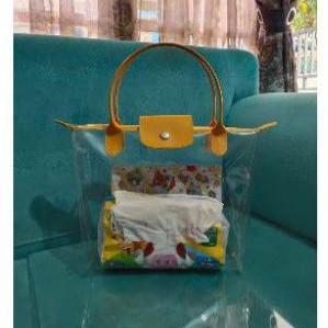 Tas mika transparan tas kecantikan hampers tote mika transparan