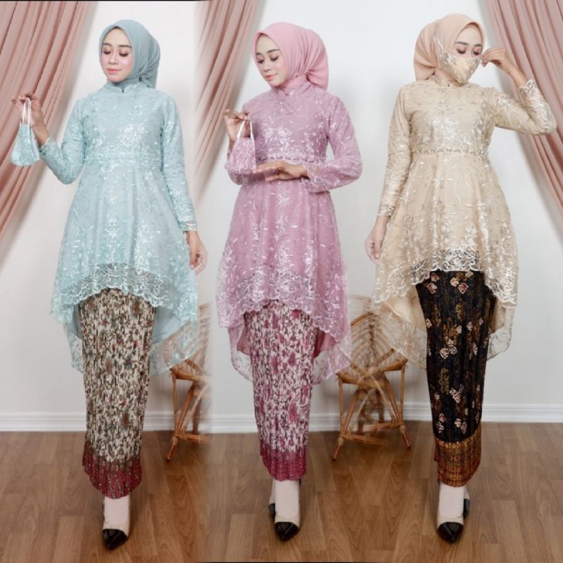 KEBAYA WISUDA SAFITRI KEBAYA TILLE SETELAN TULLE BAJU PESTA OUTFIT KONDANGAN FASHION WANITA BLOUSE M