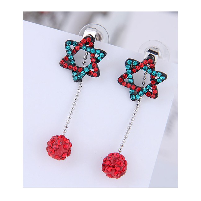 LRC Anting Tusuk Fashion Color Compilation Of Star Ball Stud Earrings A57983