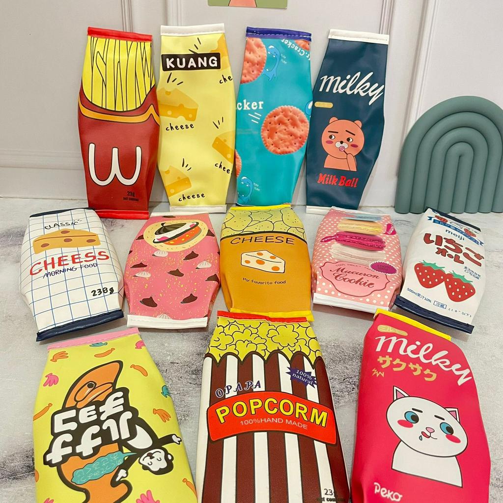 Tempat Pensil Lucu Gambar Makanan / Kotak Pensil Unik motif Snack CUTE / Pensil Case bentuk persegi panjang Muat banyak FULL COLOUR bisa grosir dan COD