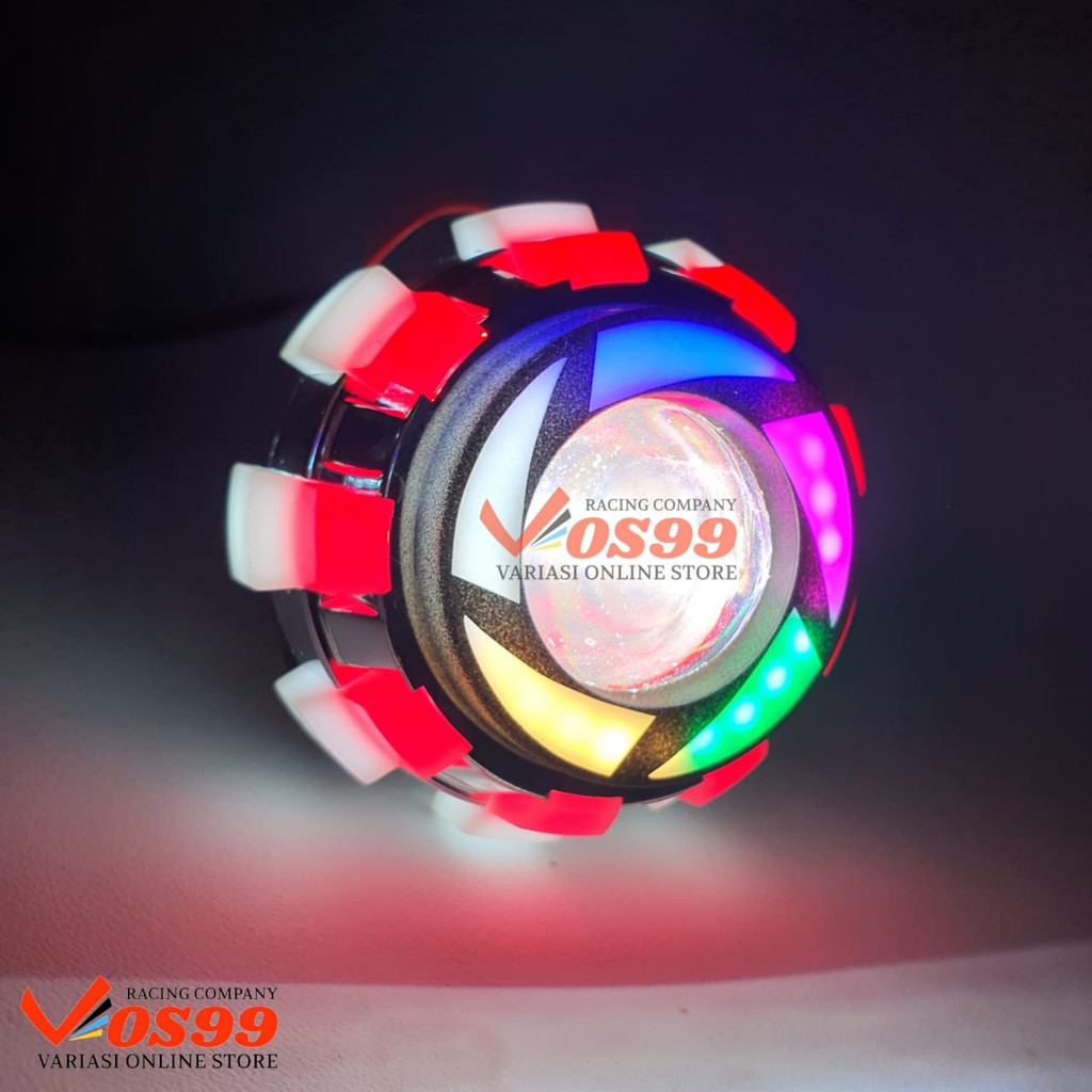 Lampu Projie Depan Mini 2.5 Inch Model Rainbow Ubur-Ubur Universal