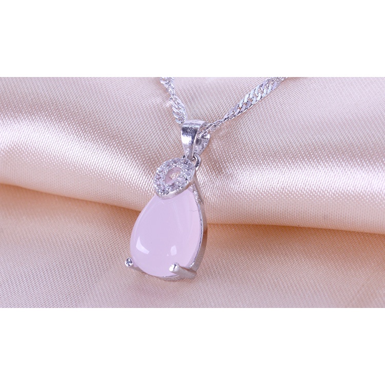 925 Perak Liontin Untuk Wanita A pink crystal water drop opal (Tanpa rantai) Perhiasan Fashion