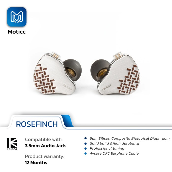 KBEAR Rosefinch with Mic Dynamic Driver In Ear Monitor Earphone HIFI