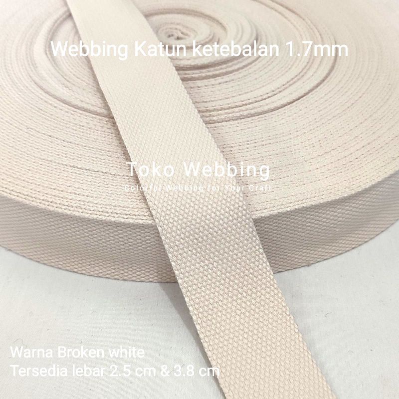 Webbing katun 3.8 cm  ketebalan 1.7mm