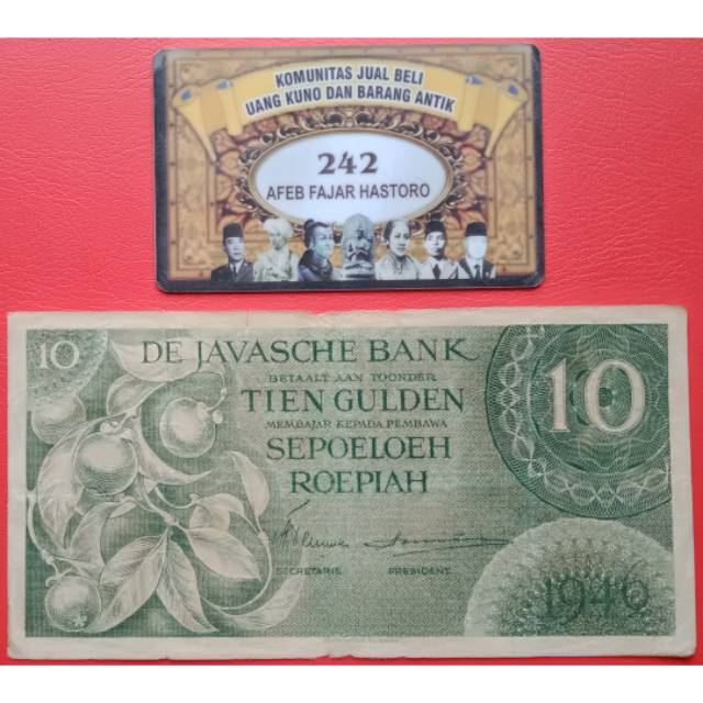 Uang kuno Indonesia Rp. 10 Seri Federal (hijau) thn 1946