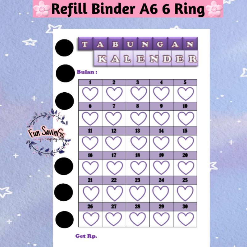 

[FUN] Isi Binder A6 6 Ring | Tabungan Kalender | Refill Binder | Monthly Saving Challenge | Binder Keuangan | Sinking Fund | Fun Savings