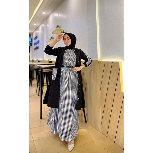 Tunik CH Chatifa Original / AHSANTY DRESS SET OUTER BLACK LAST PART 2 BY NEWBRAND (PO 14 DESEMBER))