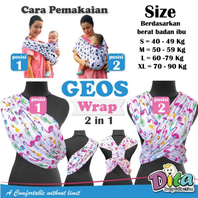 BISA TUKAR SIZE GEOS Wrap 2in1 Motif geos Kaos gendongan Wrap instan BABY WRAP SIMPEL GENDONGAN BAYI