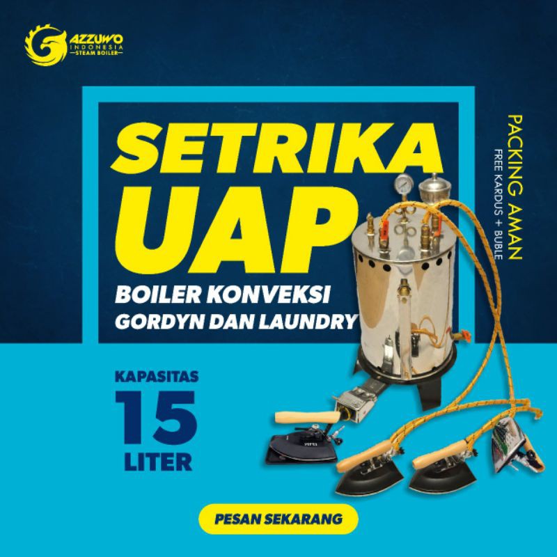 SETRIKA UAP LAUNDRY GAS 15 LITER 2 KEPALA GRATIS ONGKIR