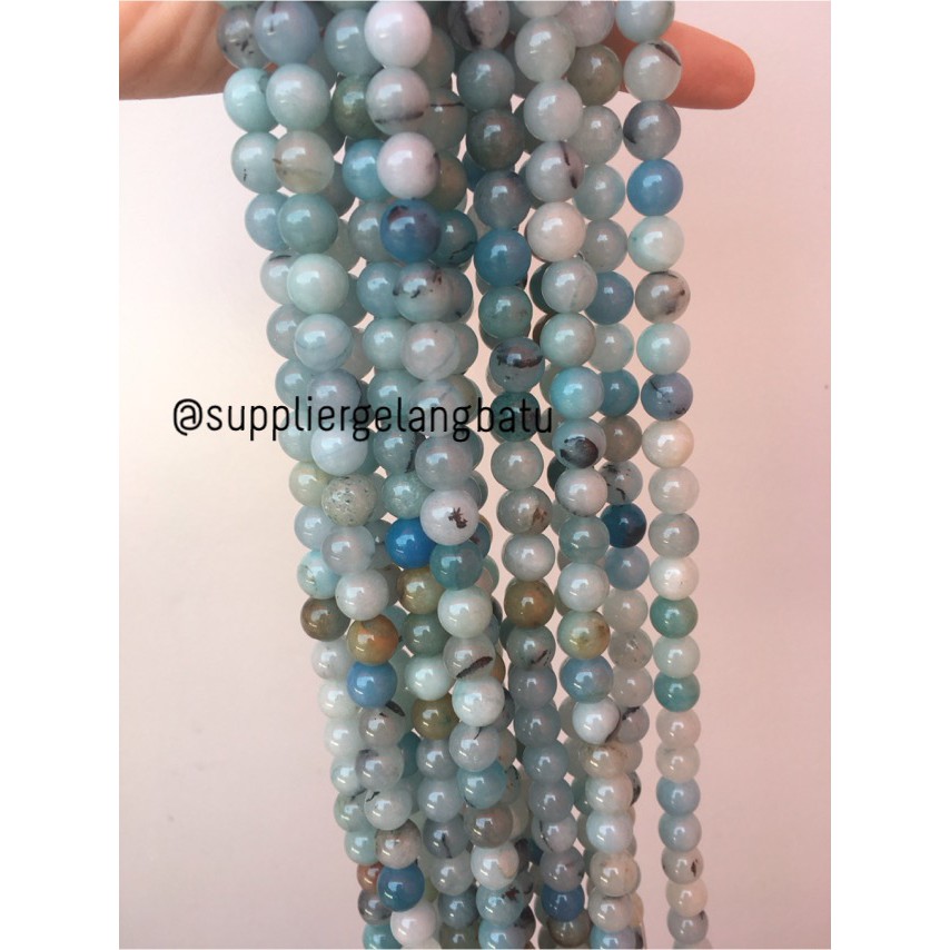 batu amazonite mala round beads 10mm bahan gelang kalung kesehatan supplier bahan craft aksesoris