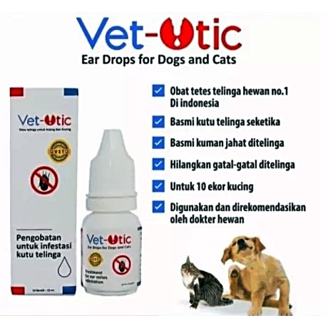 Vet Otic Obat Telinga Anjing Kucing Kelinci Radang Kutu Luka Telinga