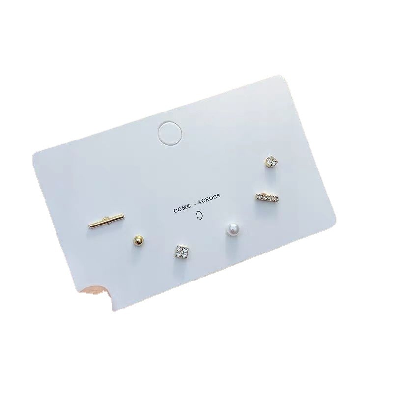 5pcs / 6pcs / Set Anting Tusuk Desain Geometri Bintang / Hati / Bulan / Bunga Warna Permen Untuk Wanita