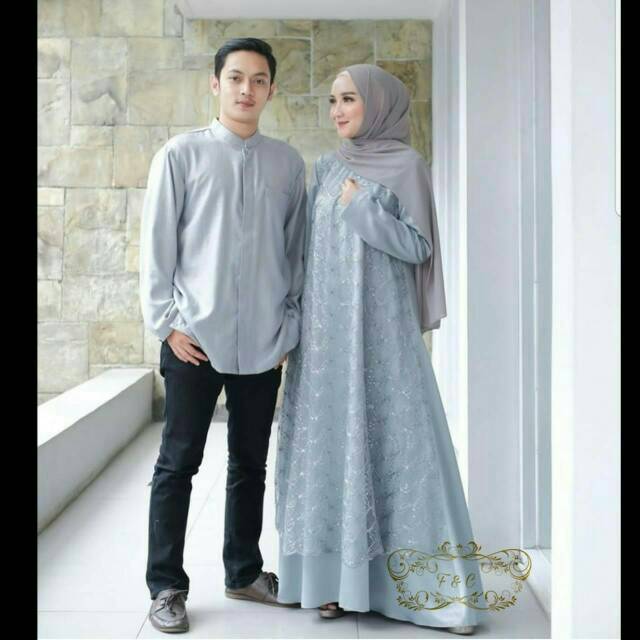 Gamis Couple Murah Gamis Couple Mewah Tapi Kalem Kirana Couple Ori Najwa Warna Navy Seri Camelia Shopee Indonesia