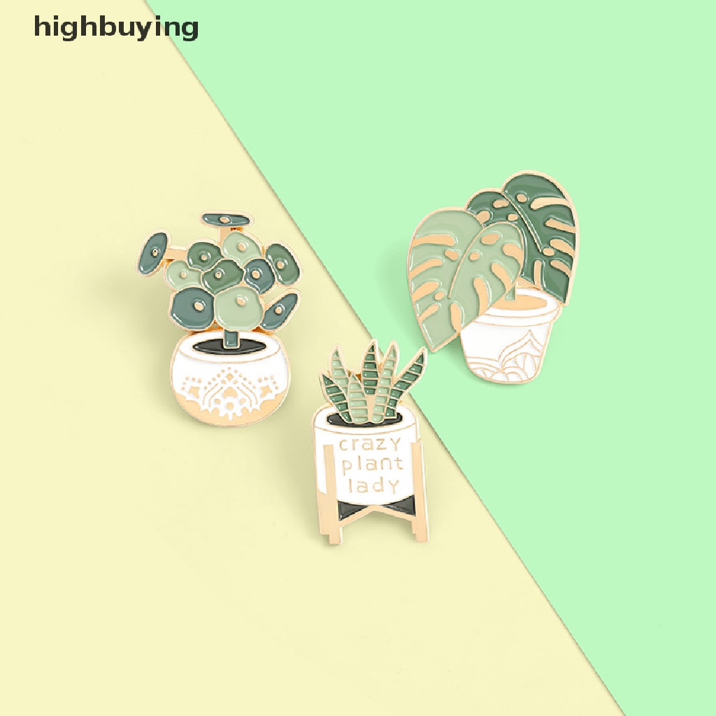 Hbid Bros Pin Enamel Desain Tanaman Pot Monstera Sansevieria I Love Plant