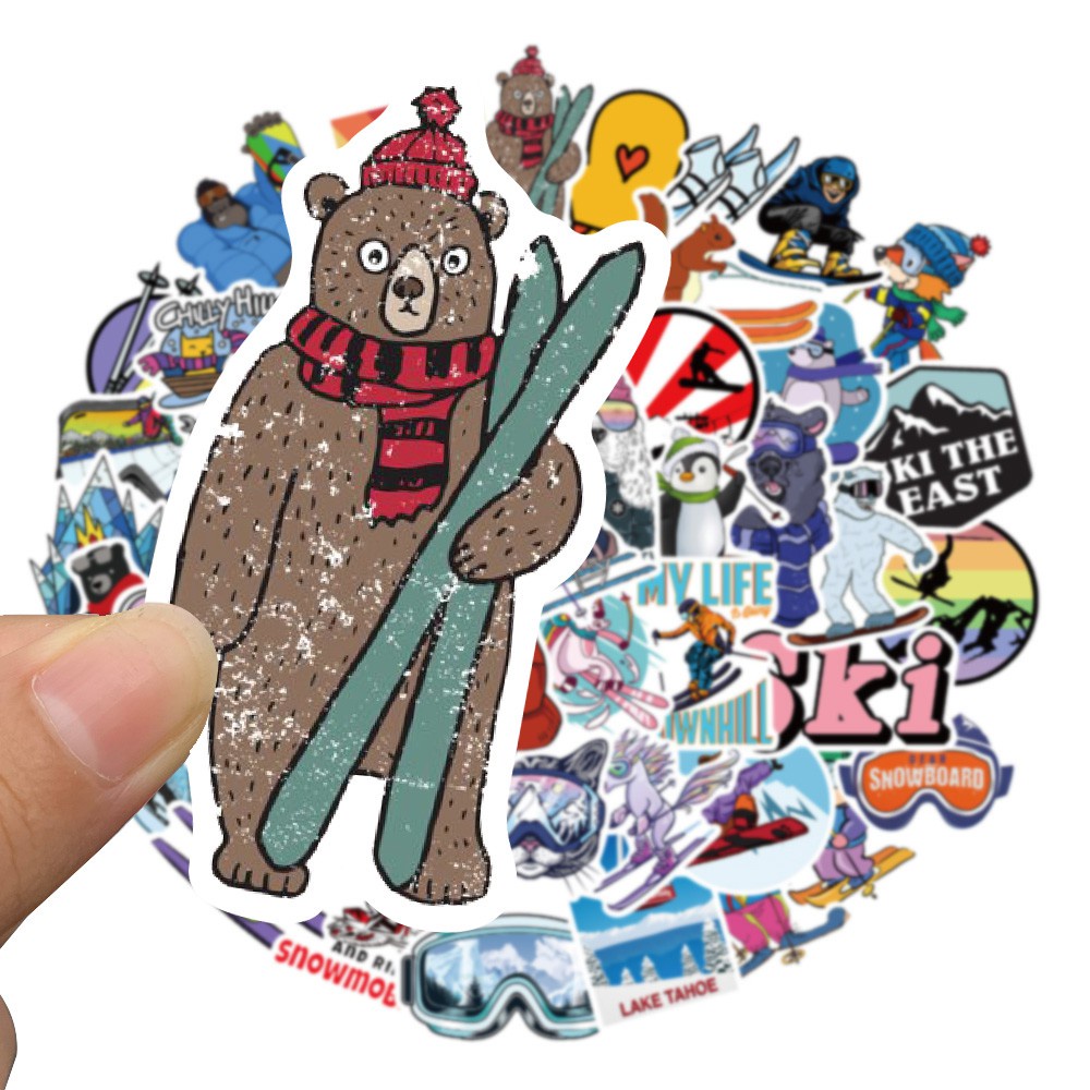 50PCS Cartoon Outdoor Extreme Ski Sports Sticker Luggage Notebook Hand Account Graffiti Decoration Kids Toy