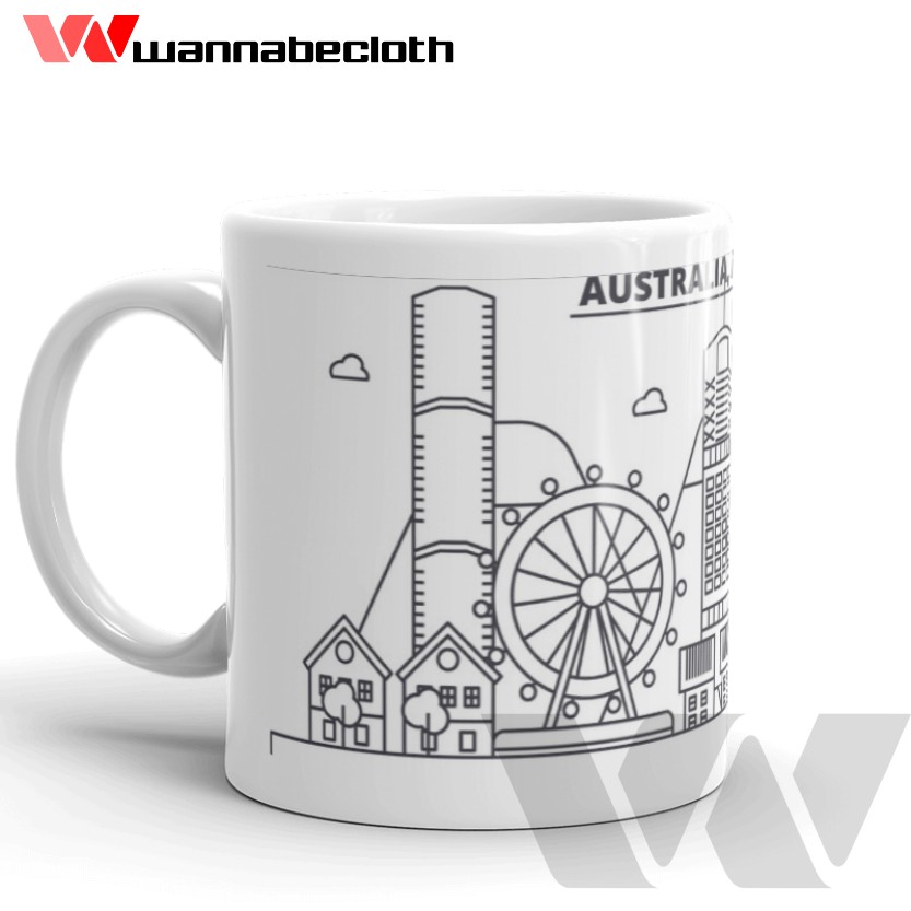 Gelas Brisbane Australia Mug Brisbane Australia Souvenir Brisbane Mug World City Brisbane v1