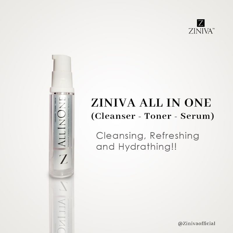 Ziniva All in One Skincare Praktis 3in1 Cleanser Toner Serum Halal Vegan Natural