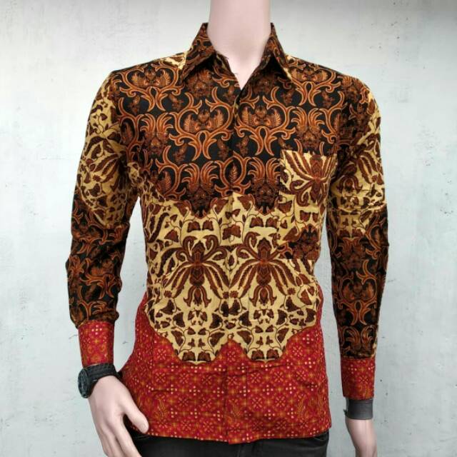 KEMEJA BATIK LENGAN PANJANG MOTIF CLASIK ETNIK DAYAK BATIK PEKALONGAN SOLO YOGYAKARTA SERAGAM BATIK