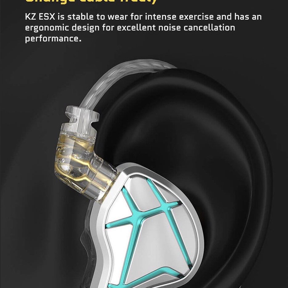 Knowledge Zenith IEM KZ ESX - with Mic Dynamic Driver 12mm - Garansi Resmi 1 Tahun Free Bag - Tergantung Persediaan Stock