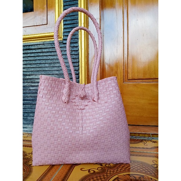 Tas Anyaman Plastik Jali Premium size M//Tas Jali warna polos//Tas Anyaman