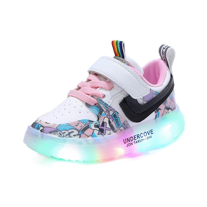 LittleAaron JOHN AIR K56 Sepatu Sneakers Anak Laki / Perempuan LED Menyala  Import sekolah