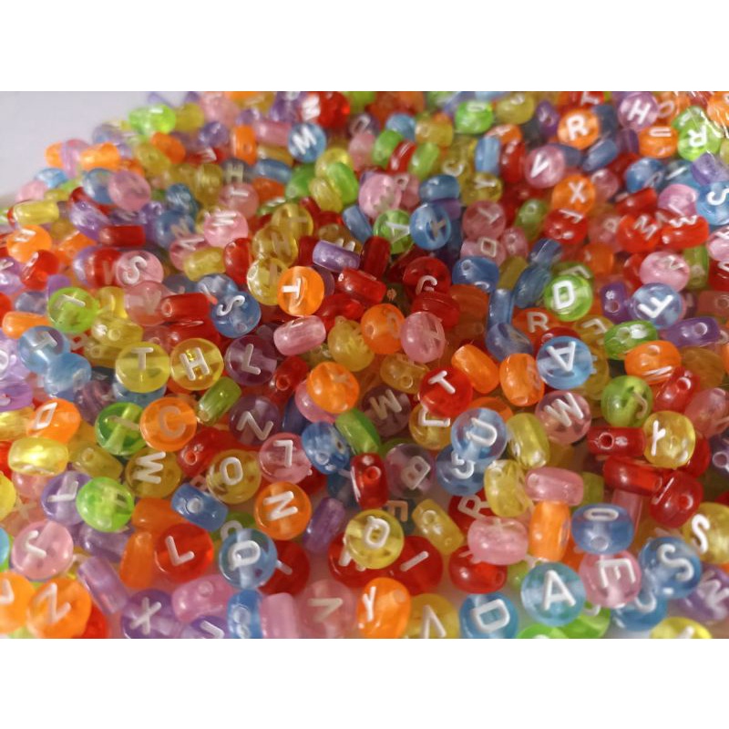 100pcs Manik Manik Alfabet 6mm Bulat Kotak / Manik Manik Huruf / Monte Pasir / Best Seller